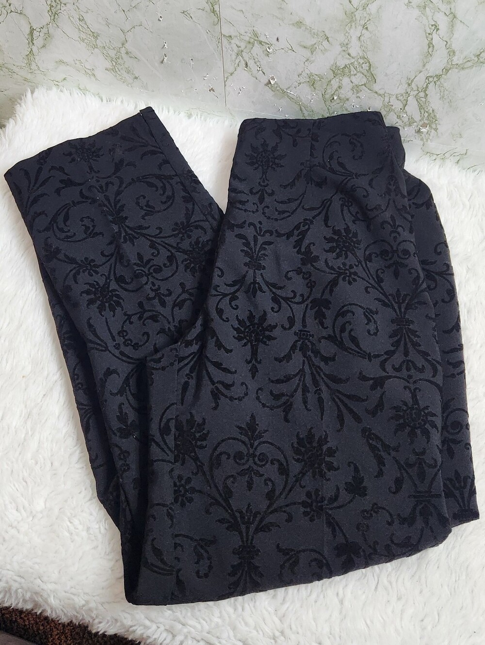 MERYL DIAMOND Black Embossed Pants